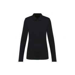 Damska koszulka polo z długim rękawem z suprimy Kariban Premium. Czarne bluzki KARIBAN, bez wzorów, z bawełny, bez kołnierzyka, bez ramiączek. Za 173.00 zł.