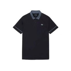 Polo Lacoste Djokovic on Court. Czarne koszulki polo Lacoste, l, bez wzorów, z materiału, bez kołnierzyka, bez ramiączek. Za 649.50 zł.