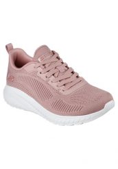 Buty SKECHERS BOBS SQUAD Rose. Czerwone trekkingi Skechers, z materiału, trekkingowe. Za 264.99 zł.