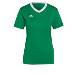 Koszulka piłkarska damska Adidas Entrada 22 Jersey. Zielone bluzki Adidas, xs, bez wzorów, z jersey, sportowe, bez kołnierzyka, bez ramiączek. Za 69.00 zł.
