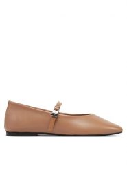 Calvin Klein Baleriny Ballerina New Buckle - Lth HW0HW02483 Brązowy. Brązowe baleriny Calvin Klein, bez wzorów, ze skóry, bez obcasa. Za 319.99 zł.