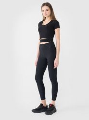 4F Legginsy dzianinowe damskie - czarne S. Czarne legginsy 4f, s, bez wzorów, z dzianiny, z podwyższonym stanem. W wyprzedaży za 79.99 zł.