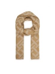 Tommy Hilfiger Szal Th Monogram Heavy Scarf AW0AW18051 Beżowy. Brązowe szaliki TOMMY HILFIGER, bez wzorów, z materiału. Za 329.99 zł.