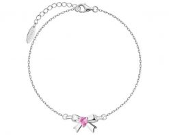 Bransoletka srebrna z cyrkoniami - kokardka, serce. Szare bransoletki Apart, z cyrkonią, srebrne. Za 199.00 zł.