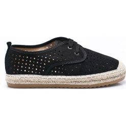 Answear - Espadryle CHC-SHOES. Czarne espadryle ANSWEAR, bez wzorów, z materiału, bez obcasa, na płaskiej podeszwie, bez zapięcia. W wyprzedaży za 69.90 zł.