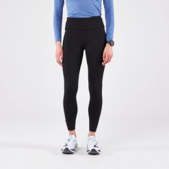 Legginsy do biegania damskie Kiprun Run 100 Warm ocieplane. Czarne legginsy KALENJI, m, bez wzorów, z elastanu. Za 69.99 zł.