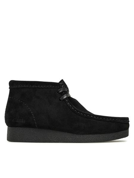Clarks Trzewiki WallabeeEvoBt 261747434 Czarny. Czarne botki Clarks, bez wzorów, ze skóry, bez obcasa, na płaskiej podeszwie, bez zapięcia. Za 659.99 zł.