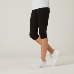 Legginsy krótkie fitness damskie Domyos 500 slim. Czarne legginsy DOMYOS, s, bez wzorów, z bawełny, długie. Za 39.99 zł.