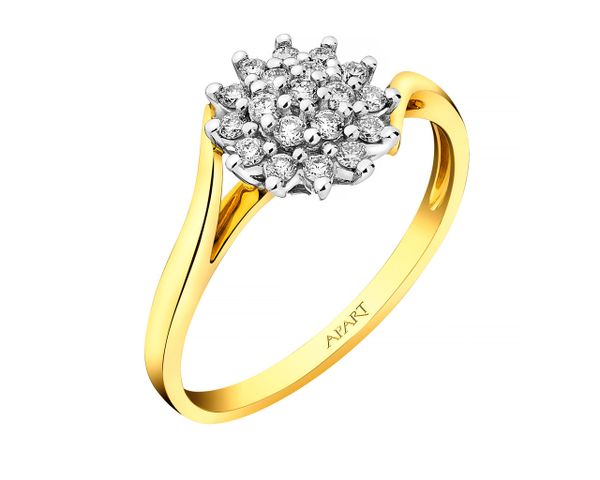 Pierścionek z żółtego i białego złota z brylantami - 0,25 ct - próba 585. Białe pierścionki Apart, z brylantem, złote. Za 3,490.00 zł.