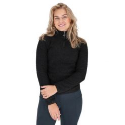 Damski półzapinany sweter QHP Teddie. Czarne swetry QHP, na zimę, bez wzorów, bez ramiączek. Za 233.50 zł.