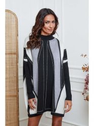 So Cachemire Sukienka dzianinowa "Jamjam" w kolorze szaro-czarnym rozmiar: L. Czarne sukienki So Cachemire, na co dzień, l, bez wzorów, z dzianiny, bez kołnierzyka, bez ramiączek, mini, proste. Za 183.59 zł.