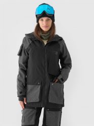 4F Kurtka snowboardowa membrana 10000 damska - czarna L. Czarne kurtki narciarskie 4f, l, bez wzorów, z dzianiny, z kapturem, narciarskie. W wyprzedaży za 399.99 zł.