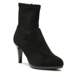 Botki Caprice. Czarne botki Caprice, bez wzorów, bez obcasa, na szpilce, bez zapięcia. Za 349.99 zł.