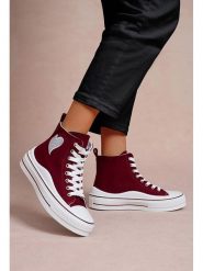 Foreverfolie Sneakersy w kolorze czerwonym rozmiar: 38. Czerwone trampki Foreverfolie, z aplikacjami, za kostkę, bez zapięcia. Za 108.99 zł.