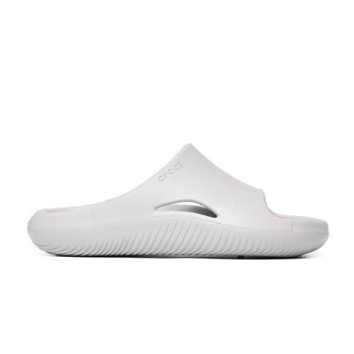 Klapki damskie Crocs Mellow Slide. Białe klapki Crocs, bez wzorów, z materiału, bez obcasa. Za 297.00 zł.