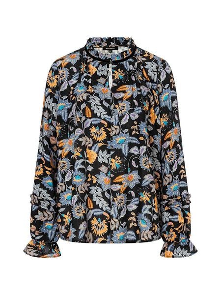 More & More Bluzka w kolorze czarnym ze wzorem rozmiar: 46. Czarne bluzki More & More, s, bez wzorów, z wiskozy, klasyczne, bez kołnierzyka, bez ramiączek. Za 109.26 zł.