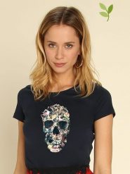 WOOOP Koszulka "Vintage Skull" w kolorze granatowym rozmiar: M. Niebieskie bluzki Wooop, m, bez wzorów, vintage, bez kołnierzyka, bez ramiączek. Za 39.45 zł.