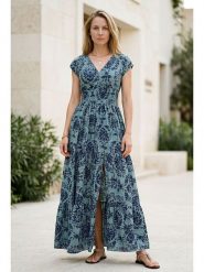 SOULSHAE Sukienka w kolorze niebieskim rozmiar: S/M. Niebieskie sukienki SOULSHAE, m, bez wzorów, retro, bez kołnierzyka, bez ramiączek, maxi. Za 174.95 zł.