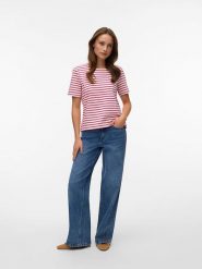 Vero Moda Bluzka w kolorze czerwono-białym rozmiar: M. Białe bluzki Vero Moda, m, bez wzorów, bez kołnierzyka, bez ramiączek. Za 60.99 zł.