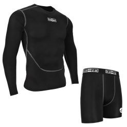 Komplet termoaktywny Keeza z długim rękawem. Czarne bielizna sportowa KEEZA, xl, bez wzorów. Za 123.00 zł.