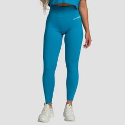 Legginsy damskie fitness z wysokim stanem akwamarynowe Limitless. Niebieskie legginsy GYMBEAM, s, bez wzorów, z elastanu, z podwyższonym stanem. Za 112.90 zł.