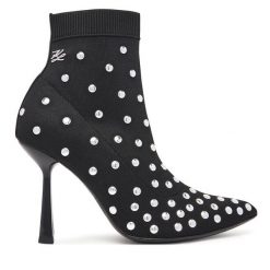 Botki KARL LAGERFELD. Czarne botki KARL LAGERFELD, bez wzorów, bez obcasa, na szpilce, bez zapięcia. Za 1,019.00 zł.