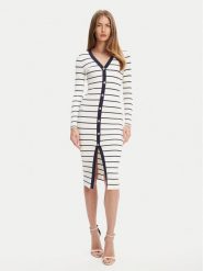 Guess Sukienka dzianinowa W5YK98 Z2YK2 Biały Slim Fit. Białe sukienki Guess, xl, z aplikacjami, z dzianiny, bez kołnierzyka, bez ramiączek. Za 619.99 zł.
