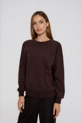 Bluza z dżetami brązowa. Brązowe bluzy MOODO, l, bez wzorów, z bawełny, bez kaptura. Za 129.99 zł.