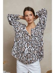 Plume Bluzka "Chaline" w kolorze biało-czarnym rozmiar: S. Białe bluzki Plume, s, bez wzorów, z wiskozy, bez kołnierzyka, bez ramiączek. Za 118.84 zł.
