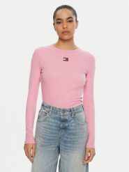 Tommy Jeans Bluzka DW0DW20178 Różowy Slim Fit. Czerwone bluzki Tommy Jeans, s, bez wzorów, z bawełny, bez kołnierzyka, bez ramiączek. Za 189.99 zł.