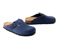 DR. BRINKMANN 600132-05 blau, klapki damskie. Niebieskie klapki Dr. Brinkmann, bez wzorów, ze skóry, bez obcasa. Za 242.17 zł.