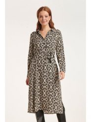 Smashed Lemon Sukienka w kolorze kremowo-czarnym rozmiar: 3XL. Brązowe sukienki Smashed Lemon, na co dzień, s, bez wzorów, z tkaniny, klasyczne, bez kołnierzyka, bez ramiączek, midi, proste. Za 126.99 zł.