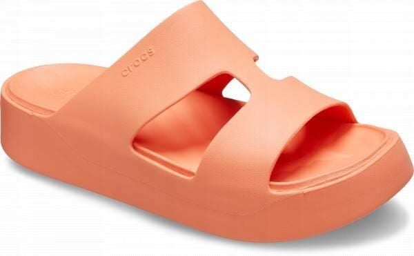 Klapki Dla Dorosłych Crocs Getaway Platform H-strap. Brązowe klapki Crocs, bez wzorów, z materiału, bez obcasa. Za 199.99 zł.
