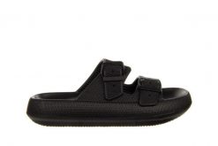 Klapki Laura Vita Nuon 08 Noir 202001, Czarny, Tworzywo - 35-36. Czarne klapki Laura Vita, bez wzorów, z materiału, bez obcasa. W wyprzedaży za 99.00 zł.