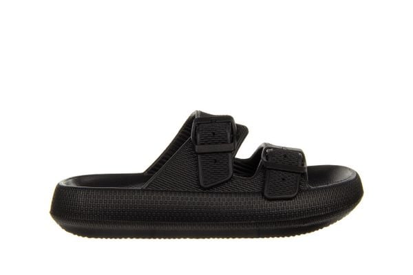 Klapki Laura Vita Nuon 08 Noir 202001, Czarny, Tworzywo - 35-36. Czarne klapki Laura Vita, bez wzorów, z materiału, bez obcasa. W wyprzedaży za 99.00 zł.