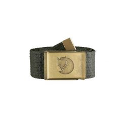 Pasek do spodni Fjallraven Canvas Brass Belt 4 cm - mountain grey. Zielone spodnie sportowe Fjällräven, bez wzorów, trekkingowe. Za 149.99 zł.