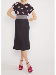 Blutsgeschwister Sukienka "Mix it Quickartistic" w kolorze czarno-jasnoróżowym rozmiar: M. Czarne sukienki Blutsgeschwister, m, bez wzorów, z bawełny, bez kołnierzyka, bez ramiączek, midi. Za 184.02 zł.