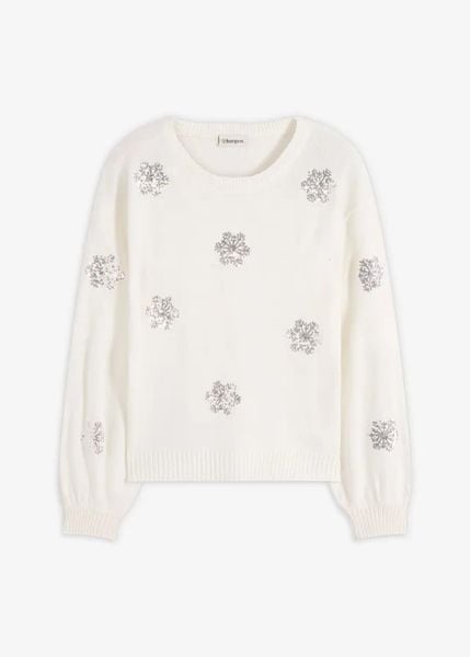 Sweter. Białe swetry bonprix, bez wzorów, bez ramiączek. Za 124.99 zł.