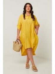 Curvy Lady Sukienka w kolorze żółtym rozmiar: 44/46. Żółte sukienki Curvy Lady, bez wzorów, klasyczne, bez kołnierzyka, bez ramiączek, midi. Za 145.26 zł.