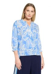 CARTOON Bluzka w kolorze błękitno-białym rozmiar: 40. Niebieskie bluzki Cartoon, bez wzorów, bez kołnierzyka, bez ramiączek. Za 126.99 zł.