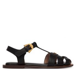 Sandały Coccinelle. Czarne sandały Coccinelle, bez wzorów, bez obcasa, na płaskiej podeszwie, bez zapięcia. Za 849.99 zł.