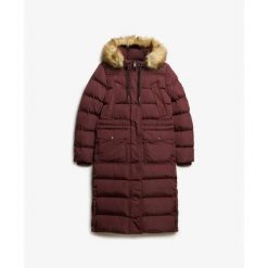 Długi płaszcz z sztucznego futra dla kobiet Superdry Everest. Fioletowe płaszcze Superdry, na zimę, xl, bez wzorów, z futra, bez kaptura. Za 978.25 zł.