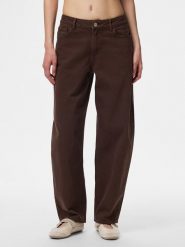 Pieces Dżinsy - Barrel fit - w kolorze brązowym rozmiar: W26/L32. Brązowe jeansy Pieces, l, z aplikacjami. Za 134.95 zł.