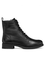 Geox Trzewiki D Rawelle D566RA 000TU C9999 Czarny. Czarne botki Geox, bez wzorów, ze skóry, bez obcasa, na płaskiej podeszwie, bez zapięcia. Za 299.99 zł.