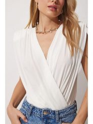 Milan Kiss Bluzka w kolorze białym rozmiar: XL. Białe bluzki Milan Kiss, xl, bez wzorów, bez kołnierzyka, bez ramiączek. Za 91.99 zł.
