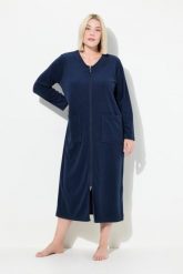 Damskie Szlafrok dwukierunkowy zamek błyskawiczny frotte miękki w dotyku. Brązowe szlafroki Ulla Popken, plus size, bez wzorów, z bawełny, plus size, bez ramiączek, bez kaptura. Za 239.99 zł.