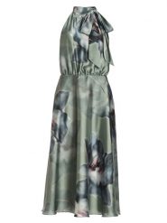 SWING Sukienka w kolorze zielonym ze wzorem rozmiar: 40. Zielone sukienki Swing, bez wzorów, bez kołnierzyka, bez ramiączek, midi. Za 234.97 zł.