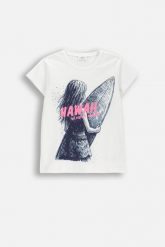T-shirt z krótkim rękawem. Białe płaszcze COCCODRILLO, na lato, m, bez wzorów, z bawełny, bez kaptura. W wyprzedaży za 19.90 zł.