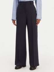 Weekend Max Mara Spodnie palazzo Visivo 2615131041 Granatowy Relaxed Fit. Niebieskie spodnie materiałowe Weekend Max Mara, bez wzorów, z materiału. Za 939.99 zł.