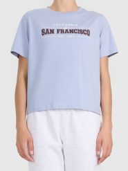 4F Koszulka w kolorze błękitnym rozmiar: XS. Niebieskie bluzki 4f, xs, bez wzorów, z bawełny, bez kołnierzyka, bez ramiączek. Za 28.44 zł.